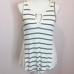Navy Blue & Cream “white” Tank Top